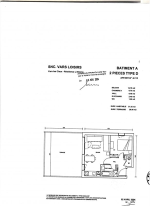 t2 à la vente -   05560  VARS, surface 31 m2 vente t2 - UBI430589276